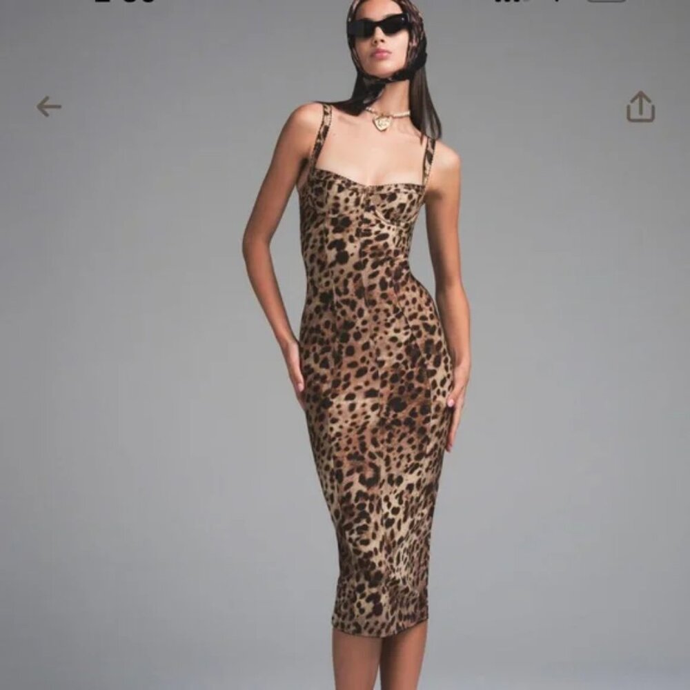 SKIMS Leopard Print Midi Dress